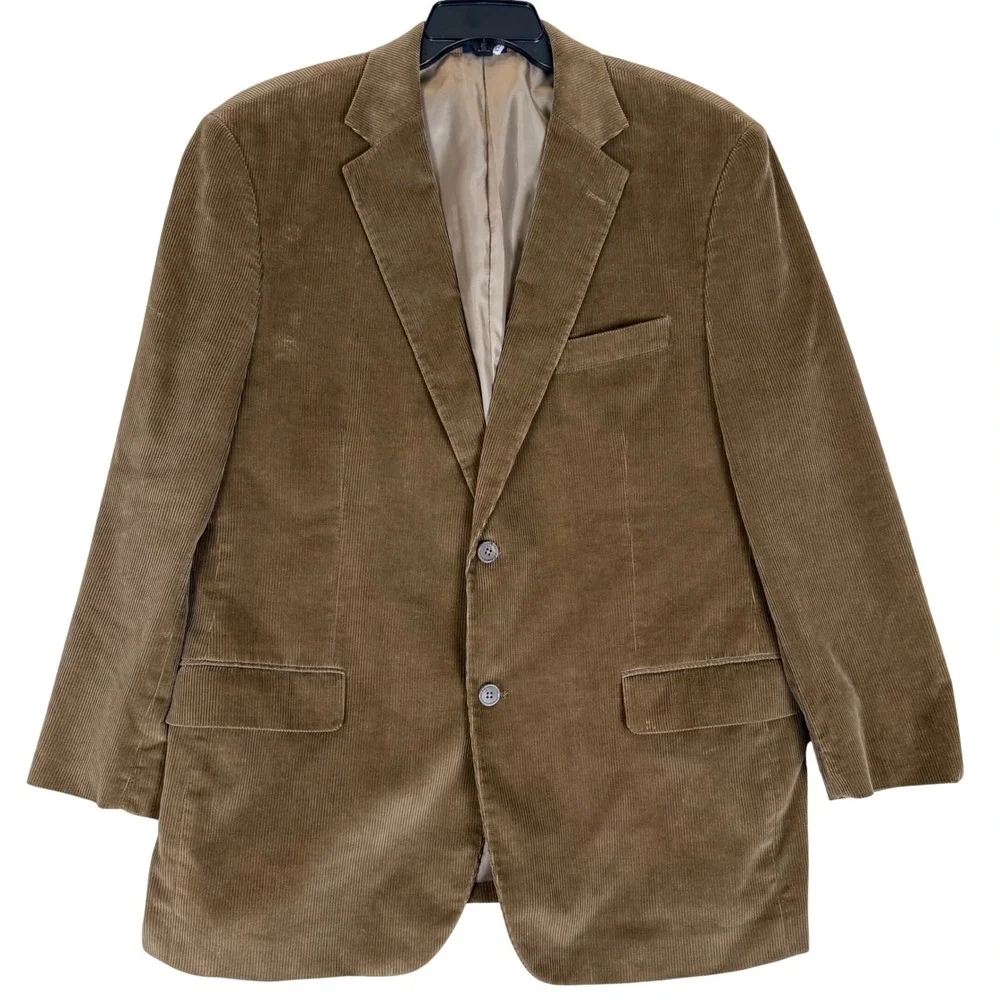 Saddlebred Blazer 44 Regular Corduroy Sport Coat Tan Two Button Casual Brown